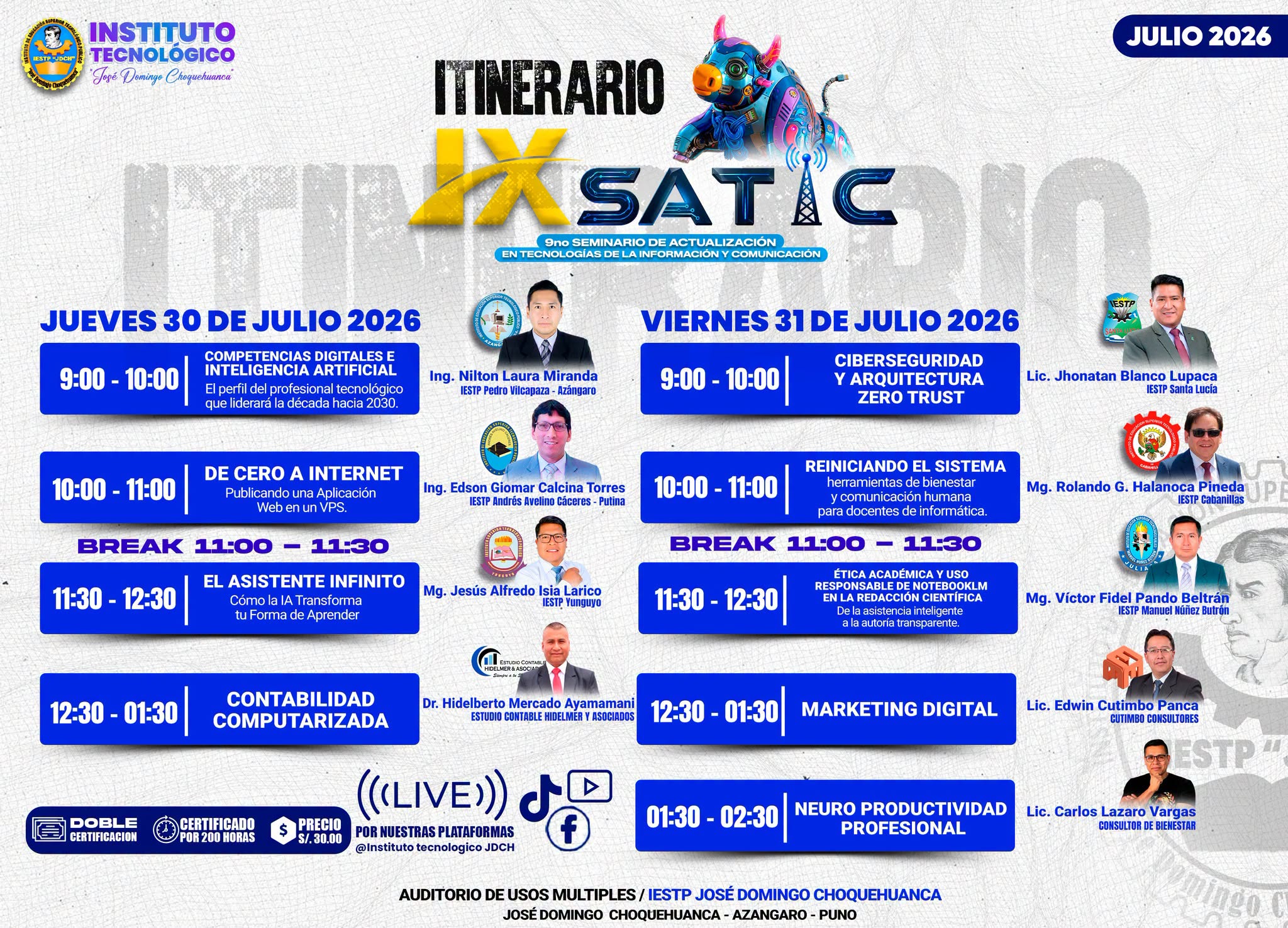 PROGRAMACIÓN OFICIAL CONFIRMADA! CONOCE EL ITINERARIO DEL IX SATIC 2026