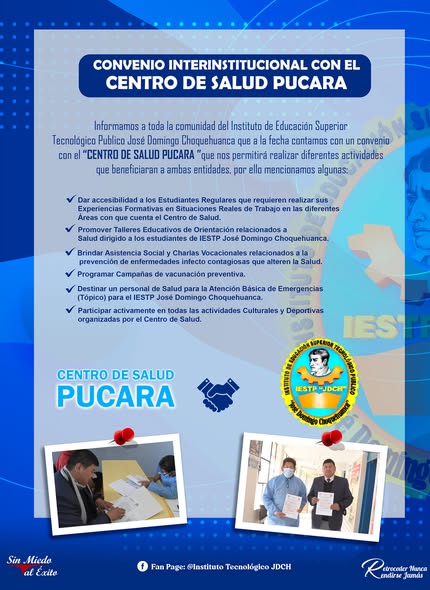 Convenio interinstitucional con el centro de salud de Pucara